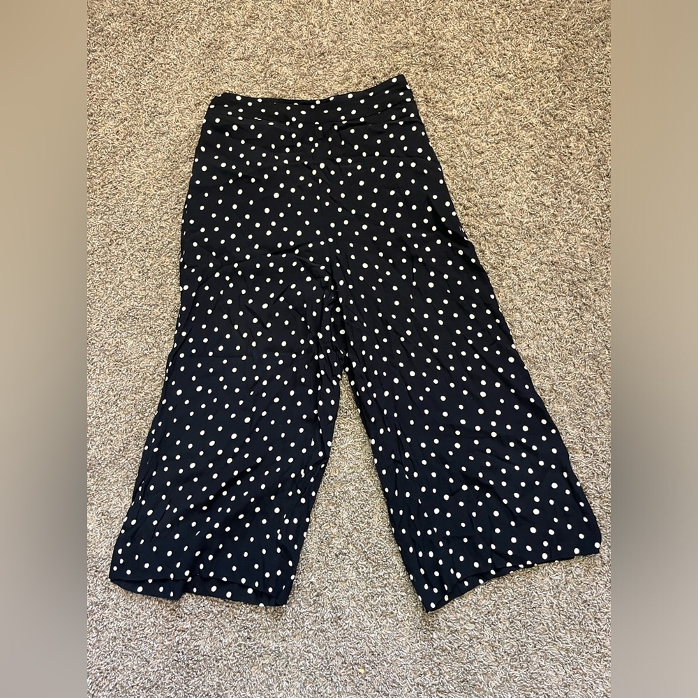 Madewell Black Polka Dot Cropped Wide-Leg Pants
